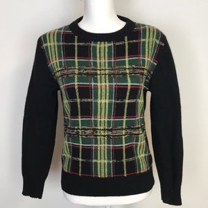Vintage  Angora Lambswool Plaid Fitted Sweater